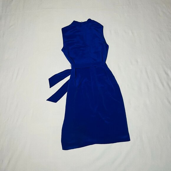 Liz Claiborne 100% Silk Wrap Midi Dress - Blue - M - Picture 3 of 3